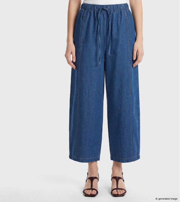 اٍل سي واي كيكي  ساق واسعة - نيلي  Wide Leg Jeans