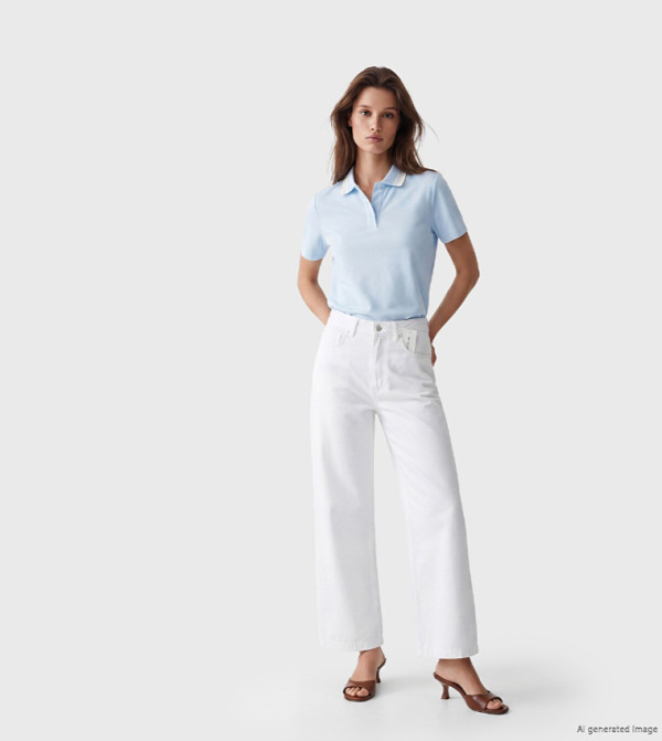 اٍل سي واي كيكي  ساق واسعة - أبيض Wide Leg Jeans