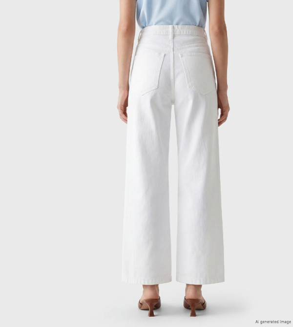 اٍل سي واي كيكي  ساق واسعة - أبيض Wide Leg Jeans