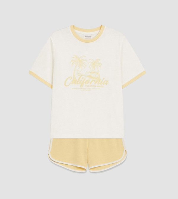 LC Waikiki  Sets - Cream T-shirts & Bottoms