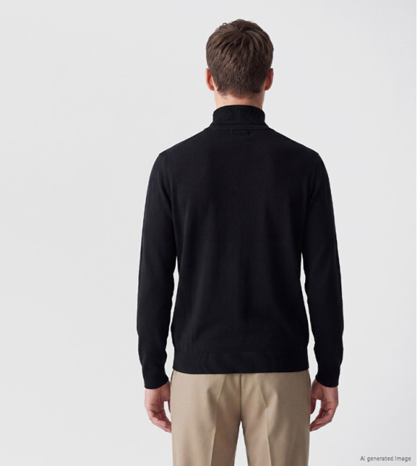 اٍل سي واي كيكي  كنزة - أسود Turtle neck Sweaters