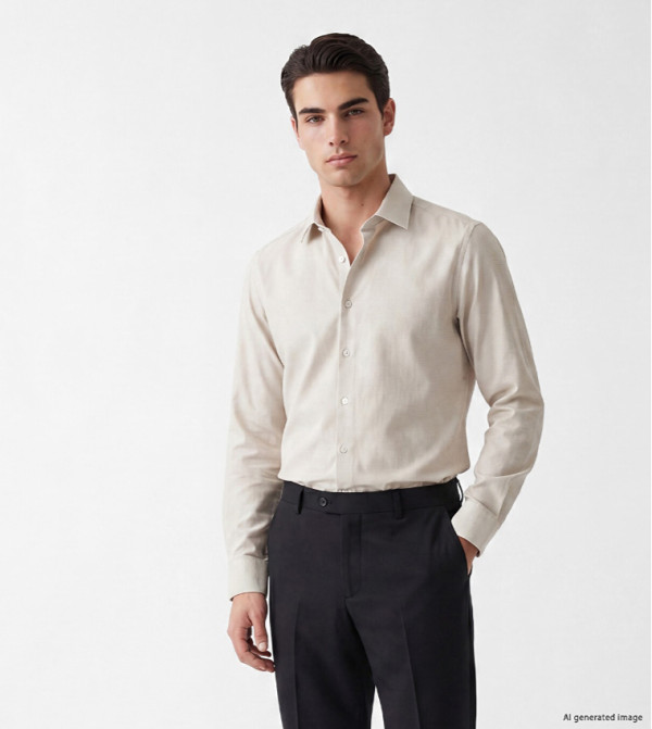LC Waikiki  Formal Shirts - Beige Long Sleeves