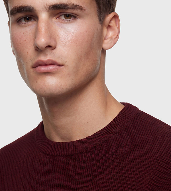 اٍل سي واي كيكي  كنزة - بورغندي Round Neck Sweaters
