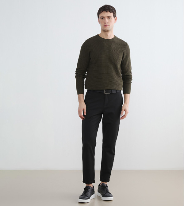اٍل سي واي كيكي  سترات و كارديغانات  - كاكي Round Neck Sweaters