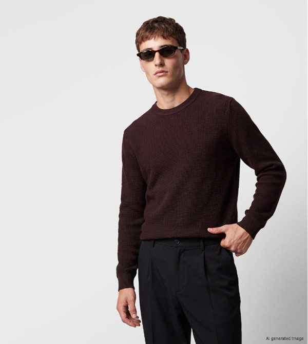 اٍل سي واي كيكي  سترات و كارديغانات  - بورغندي Round Neck Sweaters