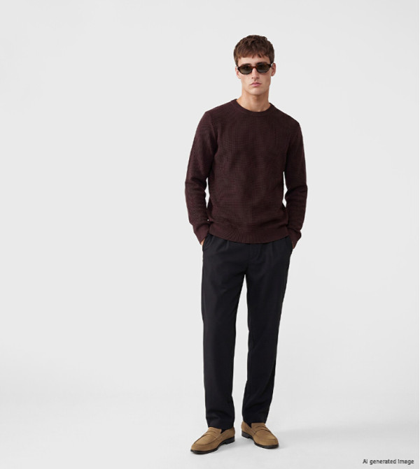 اٍل سي واي كيكي  سترات و كارديغانات  - بورغندي Round Neck Sweaters