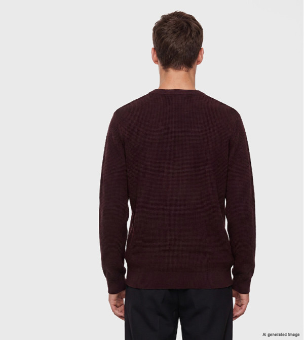 اٍل سي واي كيكي  سترات و كارديغانات  - بورغندي Round Neck Sweaters