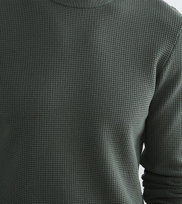 اٍل سي واي كيكي  سترات و كارديغانات  - أخضر Round Neck Sweaters