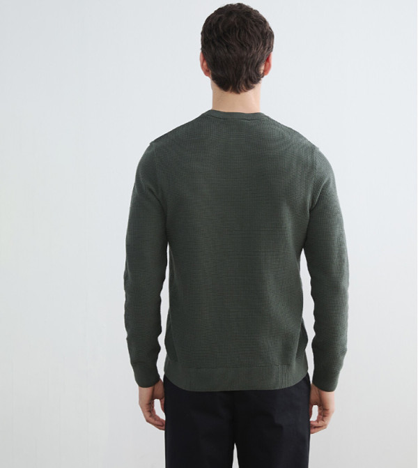 اٍل سي واي كيكي  سترات و كارديغانات  - أخضر Round Neck Sweaters