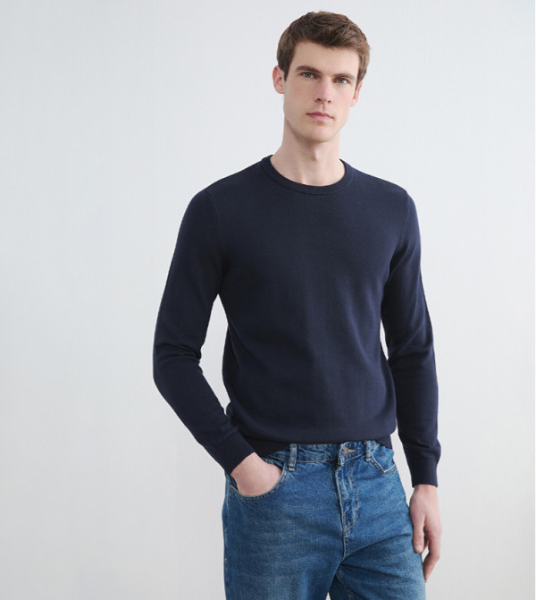 LC Waikiki  Sweaters & Cardigans - Navy Round Neck Sweaters