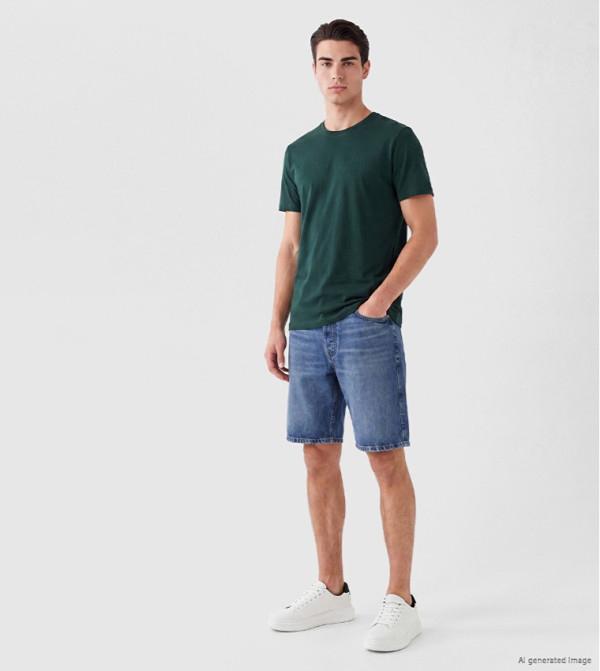 اٍل سي واي كيكي  workwear-reworked - أخضر غامق  Round Neck T-Shirts