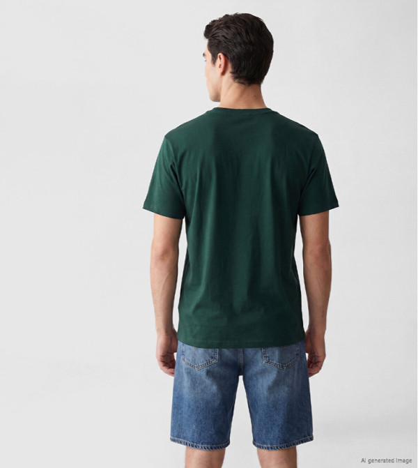 اٍل سي واي كيكي  workwear-reworked - أخضر غامق  Round Neck T-Shirts