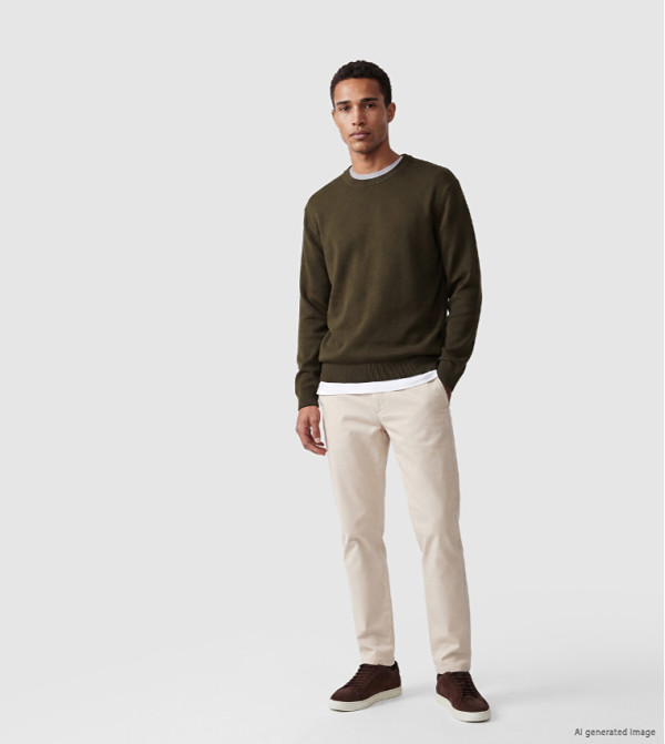 اٍل سي واي كيكي  سترات بياقة دائرية - كاكي Round Neck Sweaters