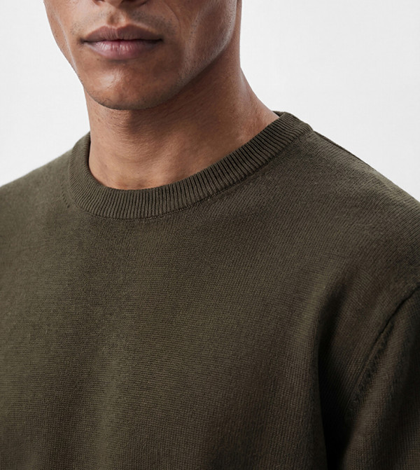 اٍل سي واي كيكي  سترات بياقة دائرية - كاكي Round Neck Sweaters