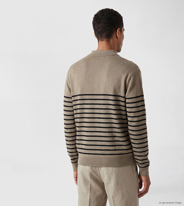 اٍل سي واي كيكي  كنزة - بيج Round Neck Sweaters