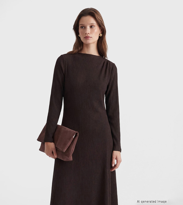 اٍل سي واي كيكي فساتين كاجوال - بني داكن Midi Dresses