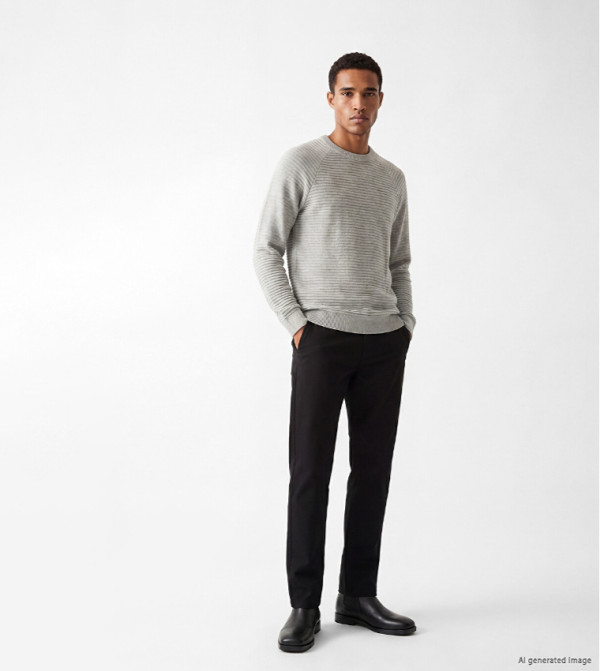 اٍل سي واي كيكي  كنزة - رمادي Round Neck Sweaters