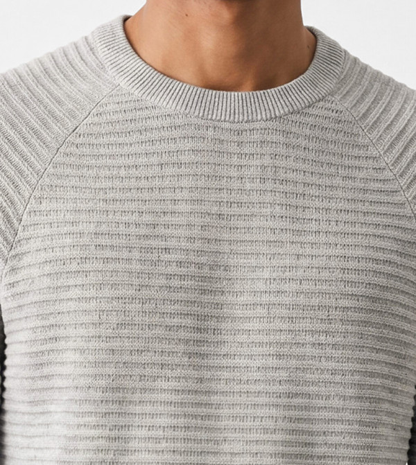 اٍل سي واي كيكي  كنزة - رمادي Round Neck Sweaters