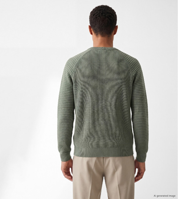اٍل سي واي كيكي  كنزة - أخضر Round Neck Sweaters