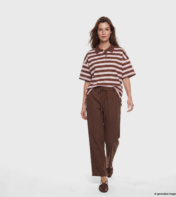 LC Waikiki  Polo T-Shirts - Brown Polo T-shirts