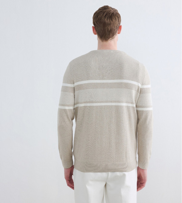 LC Waikiki  Round Neck Sweaters - Beige Round Neck Sweaters