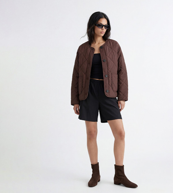 LC Waikiki  Puffer & Quilted Jackets - Burgundy Puffer & Quilted Jackets