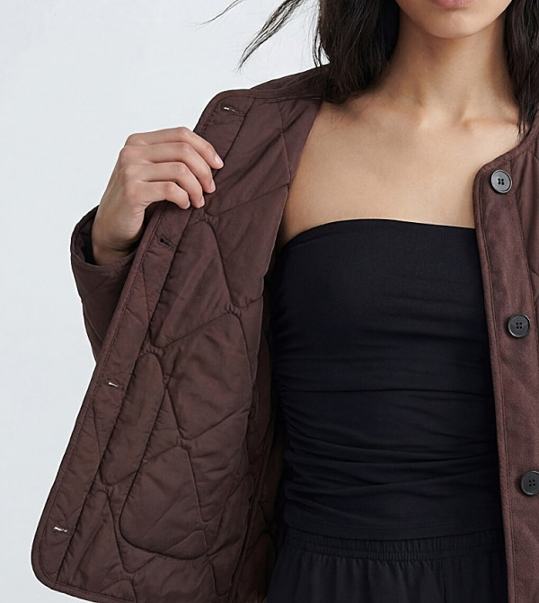 LC Waikiki  Puffer & Quilted Jackets - Burgundy Puffer & Quilted Jackets