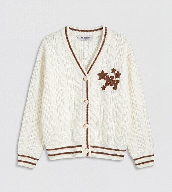 LC Waikiki  varsity-graphics - Cream Sweaters & Cardigans
