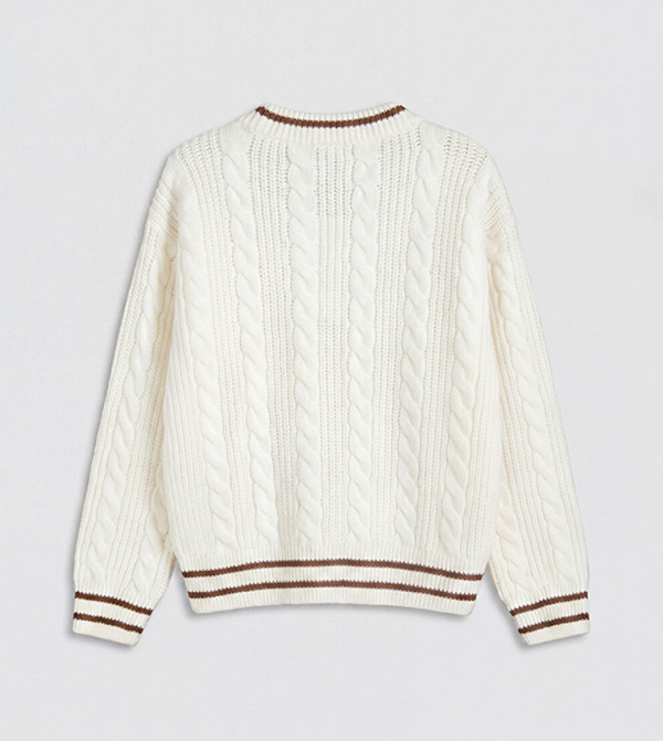LC Waikiki  varsity-graphics - Cream Sweaters & Cardigans