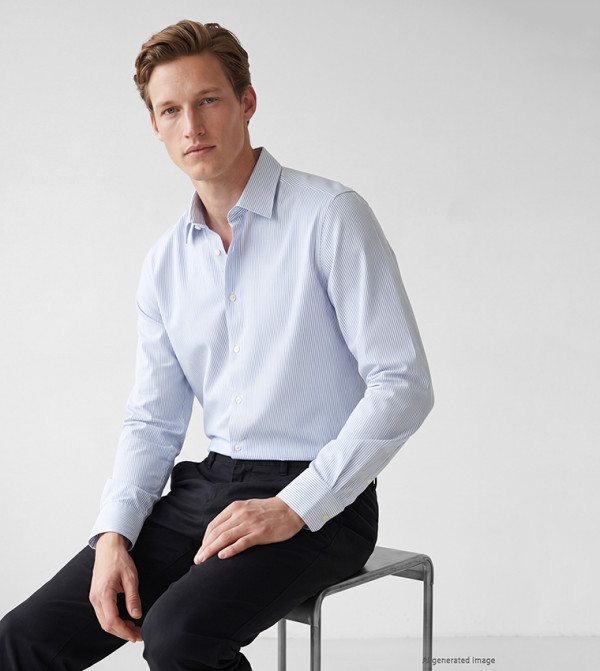 LC Waikiki  Formal Shirts - Blue Long Sleeves
