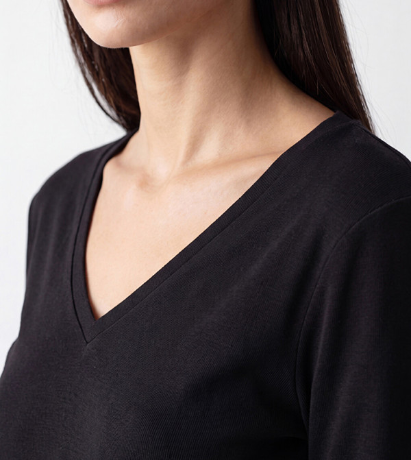 LC Waikiki  T-Shirts - BLACK Long Sleeve T-Shirts