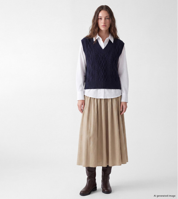 اٍل سي واي كيكي سترات - كحلي V-neck Sweaters