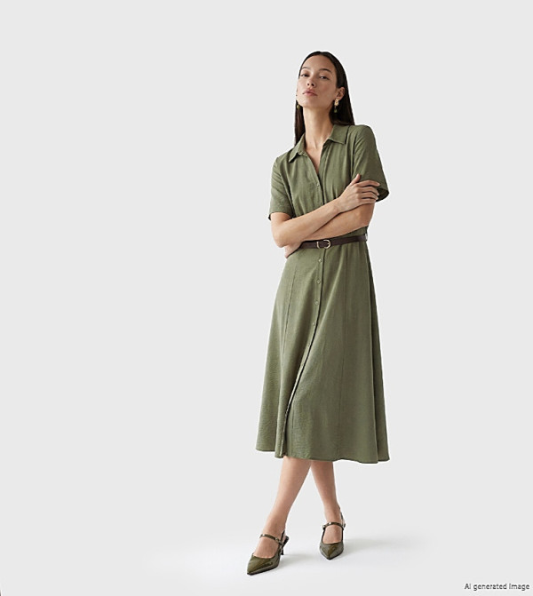 اٍل سي واي كيكي  فساتين تيشيرت - أخضر Shirt & T-Shirt Dresses