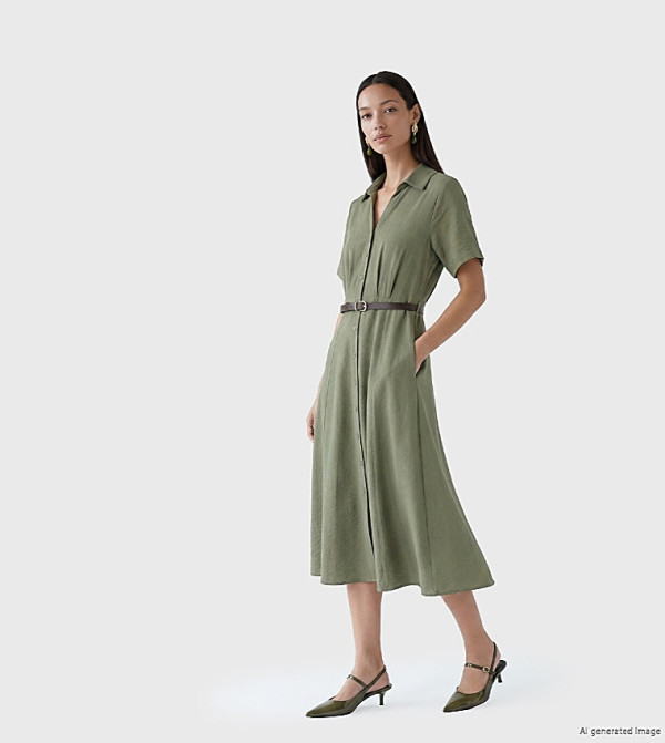 اٍل سي واي كيكي  فساتين تيشيرت - أخضر Shirt & T-Shirt Dresses