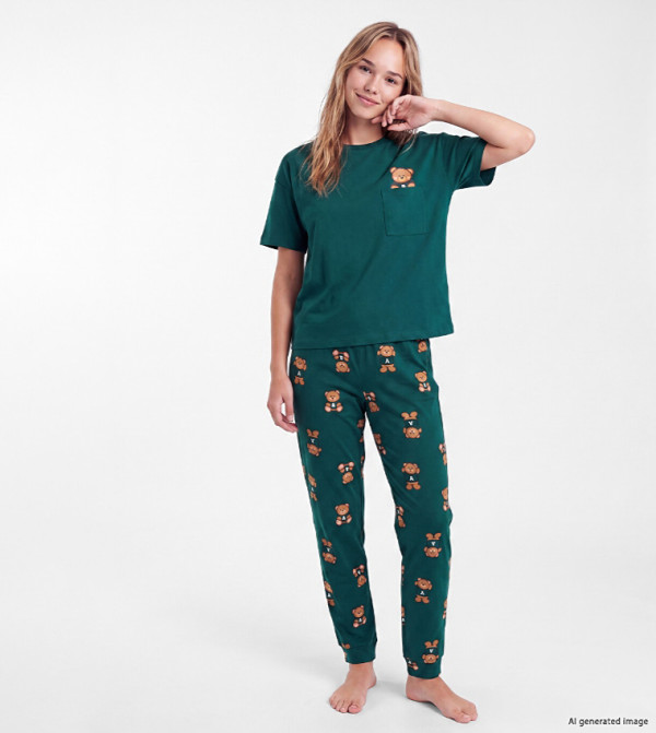 اٍل سي واي كيكي أطقم بيجاما - أخضر Pyjama Set