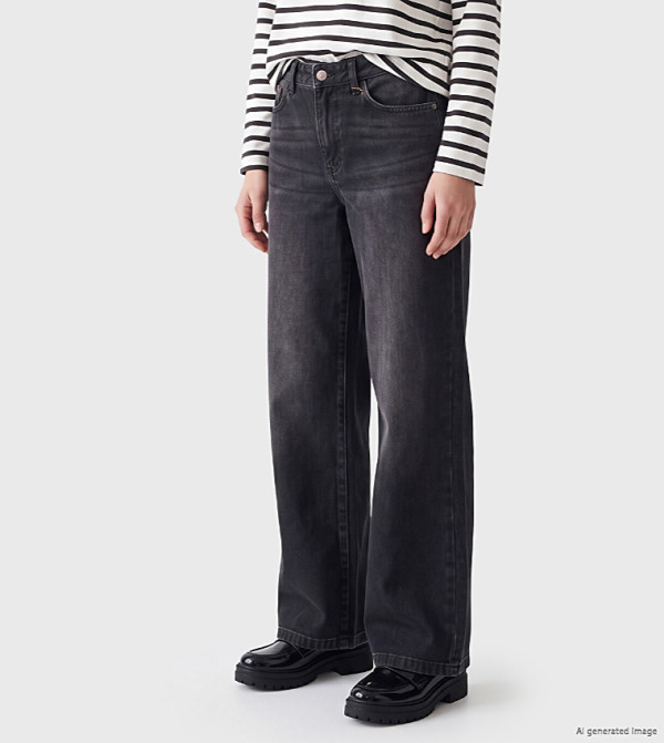 اٍل سي واي كيكي  ساق واسعة - أسود Wide Leg Jeans