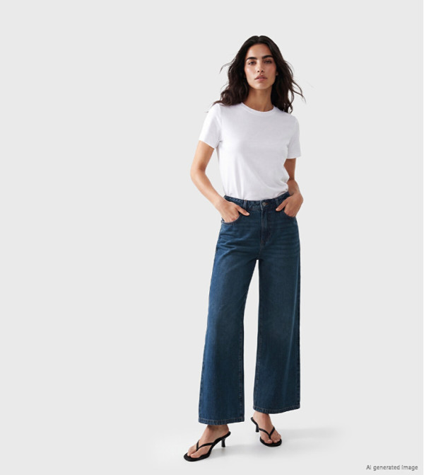 اٍل سي واي كيكي  بناطيل جينز - كحلي Wide Leg Jeans