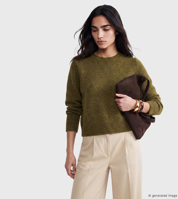 اٍل سي واي كيكي  سترات - زيتي  Round Neck Sweaters