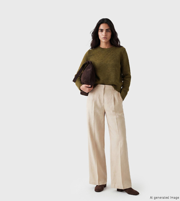 اٍل سي واي كيكي  سترات - زيتي  Round Neck Sweaters