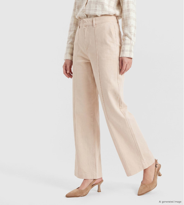 اٍل سي واي كيكي  ساق واسعة - بيج Wide Leg Jeans