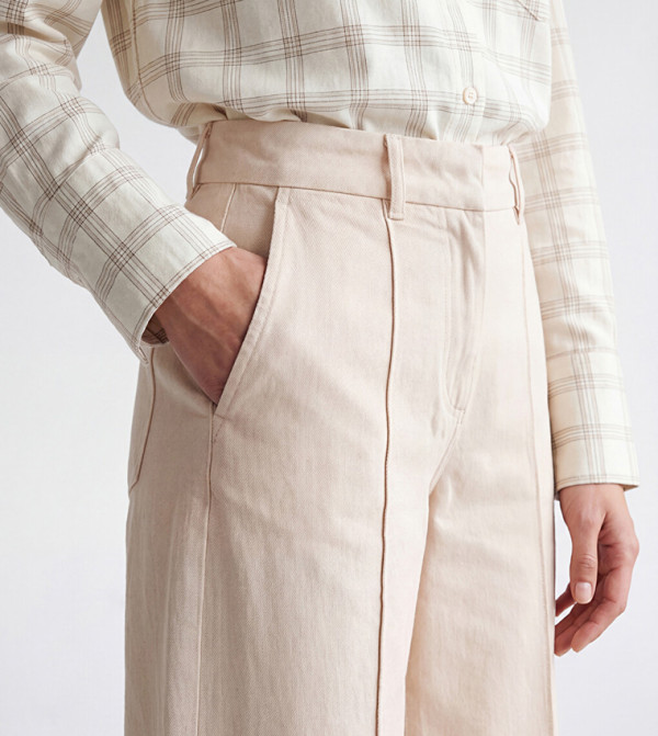 اٍل سي واي كيكي  ساق واسعة - بيج Wide Leg Jeans