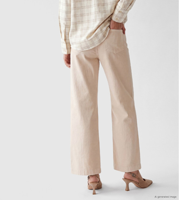 اٍل سي واي كيكي  ساق واسعة - بيج Wide Leg Jeans