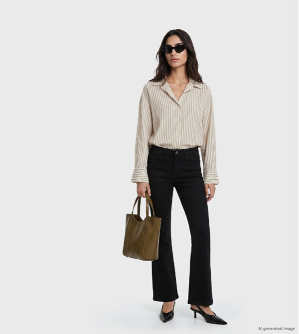 اٍل سي واي كيكي  ساق واسعة - أسود Wide Leg Jeans