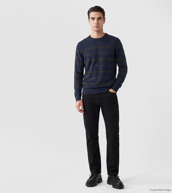 LC Waikiki  Round Neck Sweaters - Indigo Round Neck Sweaters
