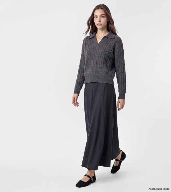 LC Waikiki  Maxi Skirts - Grey Maxi Skirts