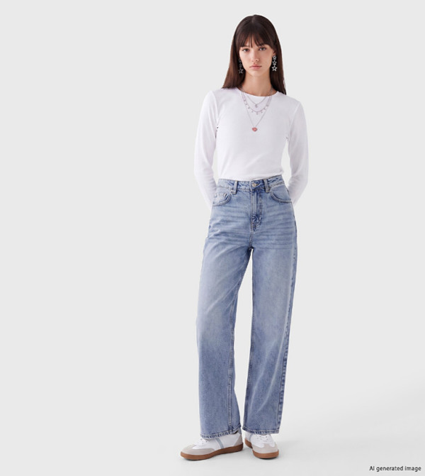 اٍل سي واي كيكي ساق واسعة - أزرق Wide Leg Jeans