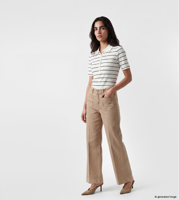 اٍل سي واي كيكي  ساق واسعة - بيج Wide Leg Jeans