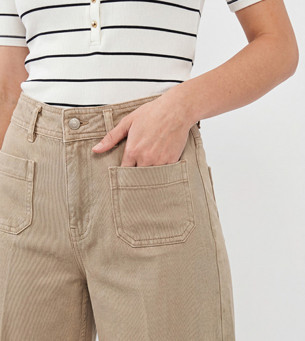 اٍل سي واي كيكي  ساق واسعة - بيج Wide Leg Jeans