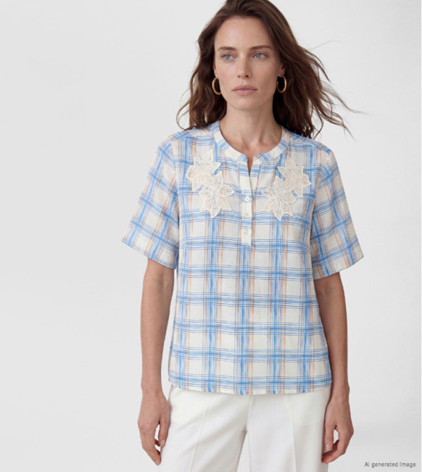 اٍل سي واي كيكي micro-checks - متعدد Casual Tops
