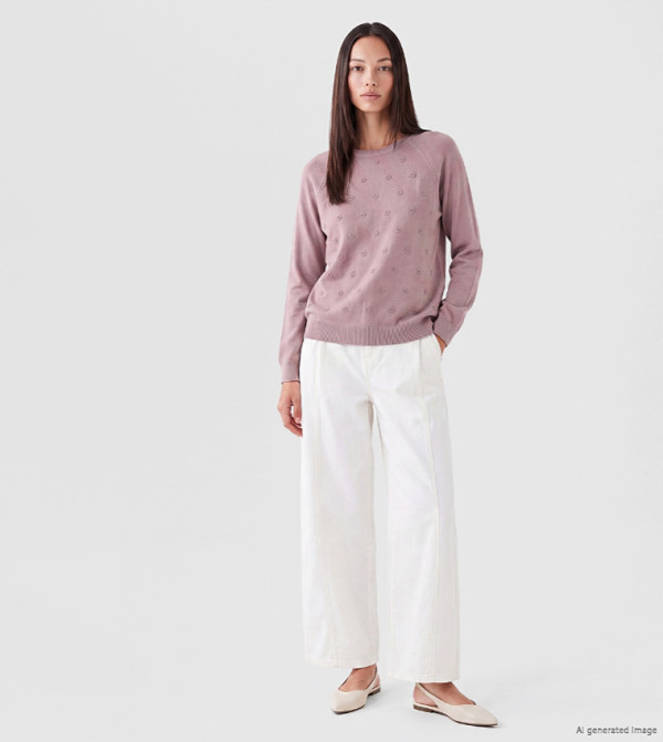 اٍل سي واي كيكي  سترات و كارديغانات - أرجواني Round Neck Sweaters